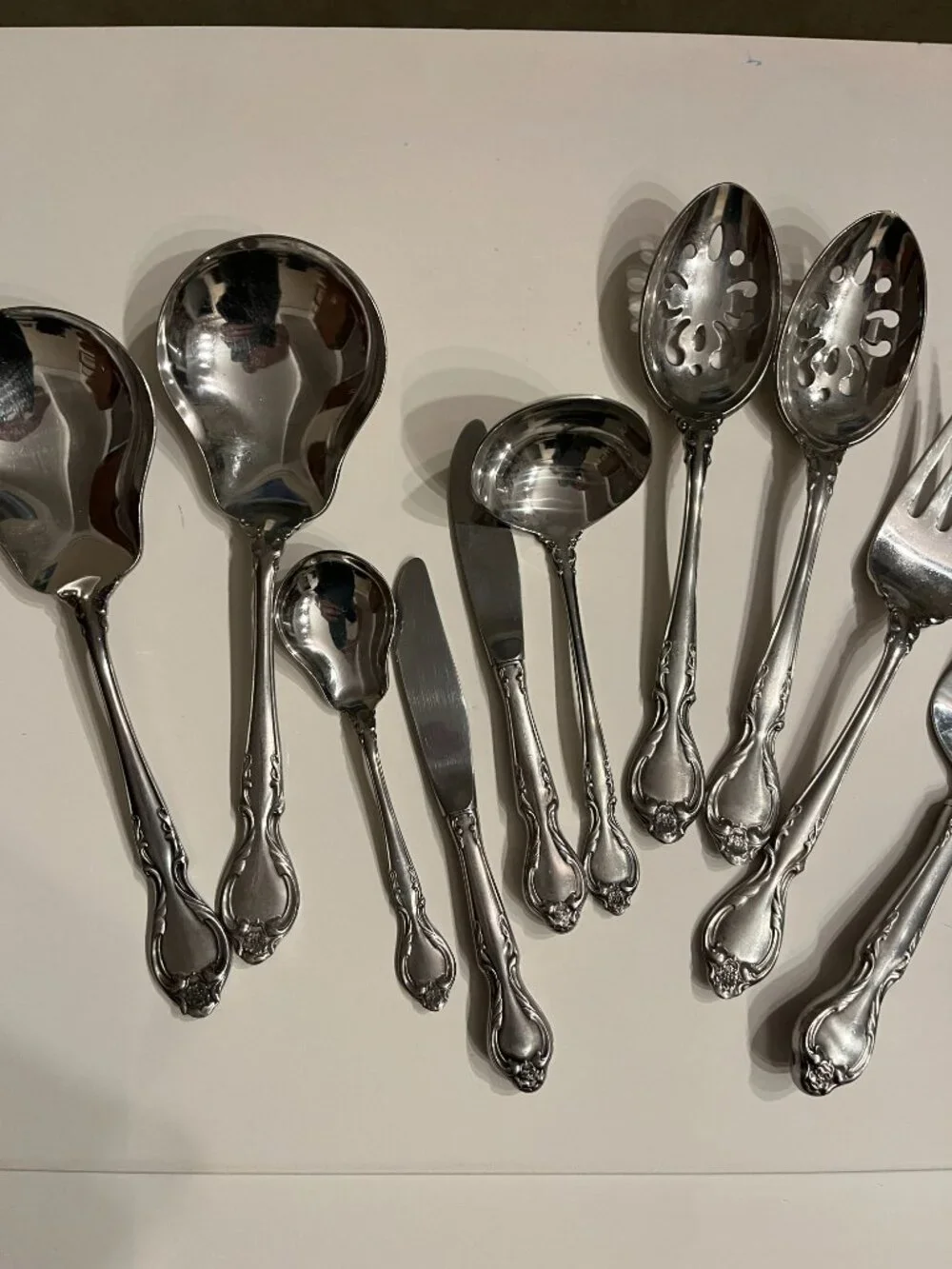 Lyon International Queens Fancy Stainless Serving Pieces Hostess Lot - 12 pieces